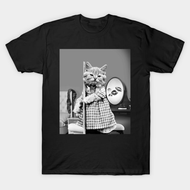 Vintage Cat Black And White Cats Wearing Dress T-Shirt by Random Galaxy